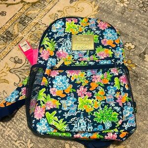 Disney Parks Lilly Pulitzer Backpack Mickey Minnie Mouse Cinderella Castle NWT